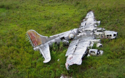 Wrecked and abandoned B-17 Flying Fortress