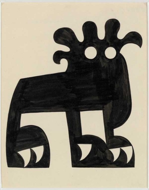 Jean Arp, Lion, 1916. The work, made in India ink and pencil on paper, illustrated Tristan Tzara’s p