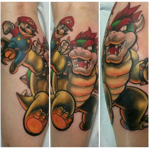 A huge thanks and shout out to @skullepic for this brand new tattoo ♡ #Mario #bowser #supermario #ne