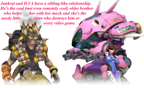 canonwatch-hcsandconfessions:Headcanon: Junkrat and D.VA have a sibling-like relationship. He’s the 