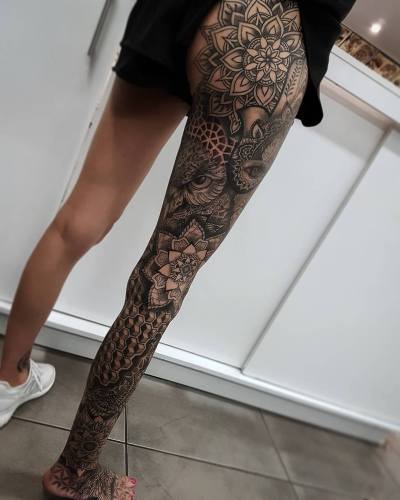 worldtattoogallery:Full leg tattoo work by © Kaelin Chee, Gold Coast - Australia.