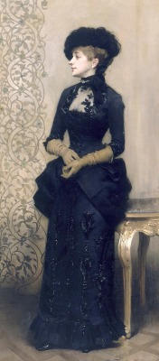 Oldoils:  Woman Wearing Gloves, Also Known As The Parisienne - Oil On Canvas, 1883