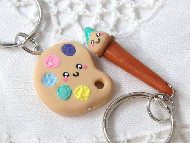 Bacon and Eggs BFF Kawaii Keychain Charms, sweet-clay-creations