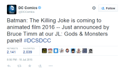 batmangothamknight:  “The Killing Joke” will be turned to an animated film produced by Bruce Timm in 2016!This is a project Mark Hamill has expressed interest in. Here’s hoping we see Kevin Conroy in it, too!Fingers crossed!