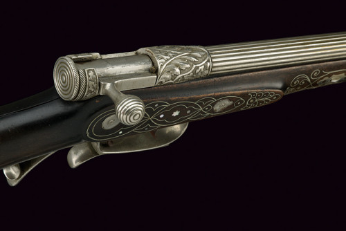 peashooter85:Ornate silver plated brass inlaid air rifle from France, third quarter of the 19th cent
