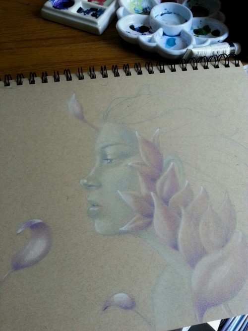 Beginning stages of experimenting with using pastels with colored pencils. Excuse the horrendous pho