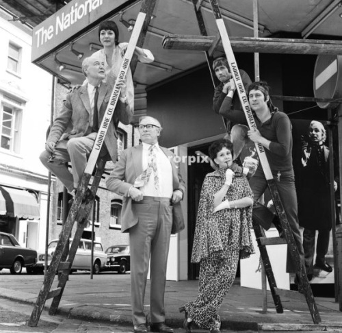 ralphsmotorbike:Jeremy Brett and Jim Dale on the right, Anthony Nicholls and Jane Lapotaire on the l