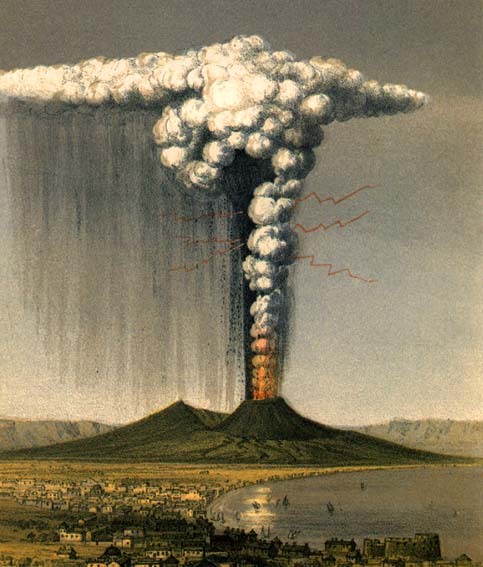 napolinostalgia: The Eruption of Vesuvius as seen from Naples, October 1822. Historical drawing from George Julius Poulett Scrope (Thanks to Stephen Ellcock) 