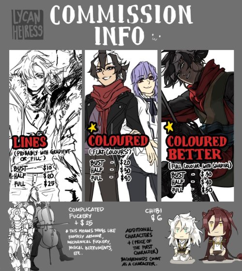 Heya! I’m opening commissions again bc i have to pay my FFXIV sub I actually need to like pay 