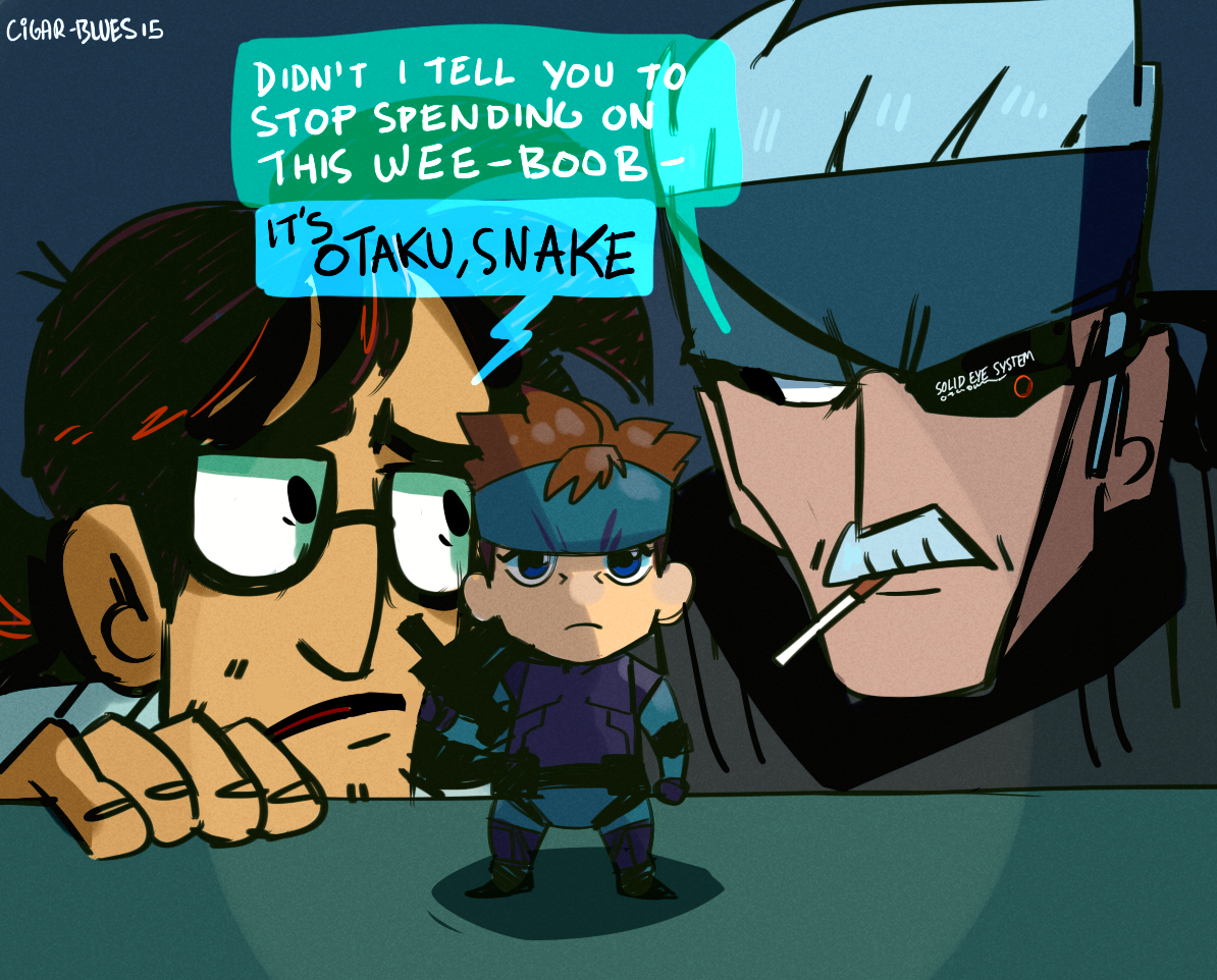 cigar-blues:  solid snake and his best friend otacon the wee-boob 