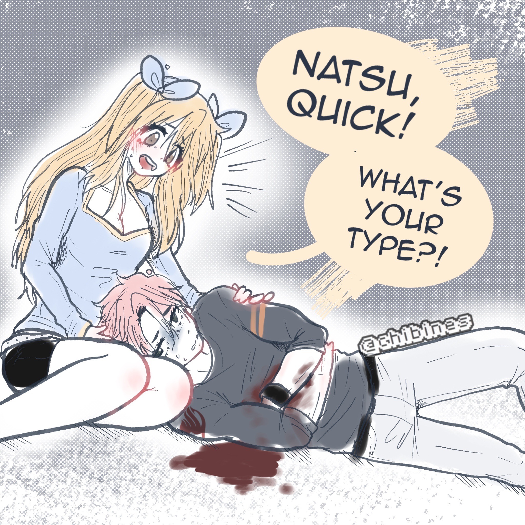 chibines:i wanted to draw natsu’s head on lucy’s lap 👉👈ko-fi, instagram, webtoon: @chibines 