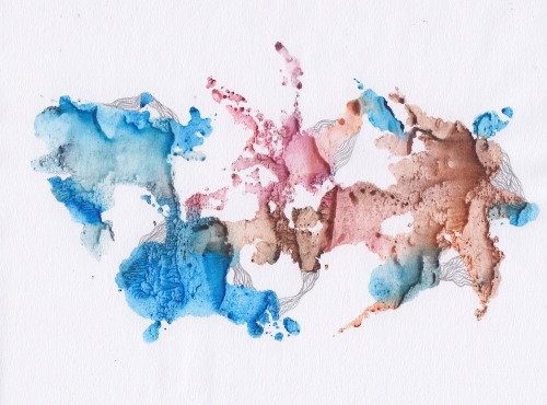 Pangaea, watercolour monotype print and pencil on paper, 2016.