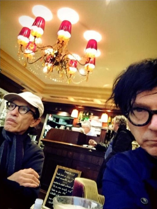 votedmostlikelytofail:   Ron and Russell at a Parisian cafe, ‘prepping’ for their show w