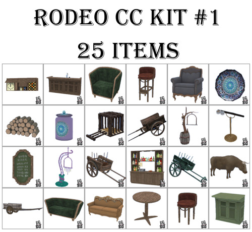 Rodeo #1 | CC Pack DownloadThere are 25 maxis match items:all items have lots of matching swatchesal