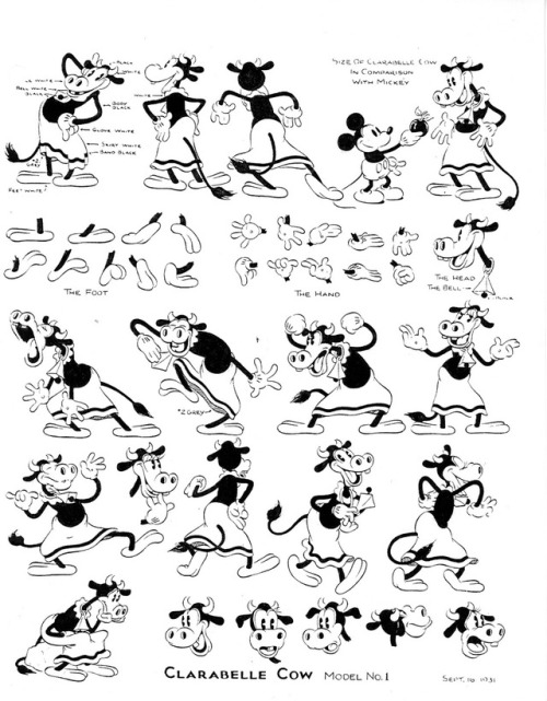 Early Disney model sheets of Horace Horsecollar, Clarabelle Cow, and (Peg Leg) Pete. Judging by thei