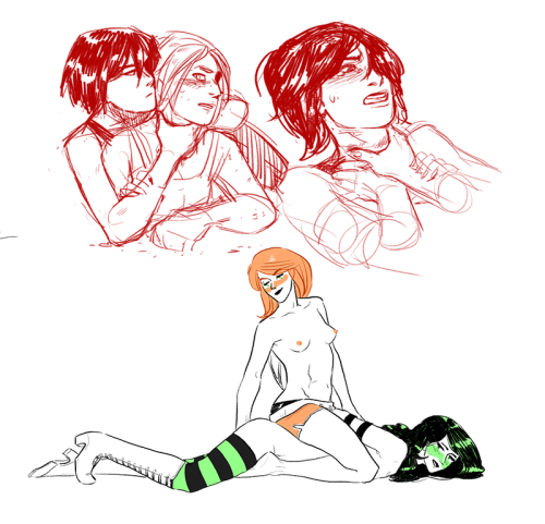 nsfw stuff doodled in the most recent stream uwu kigo light bondage and mikaannie choking woops