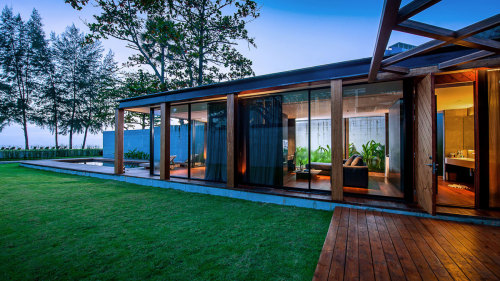 {These are photos of the villas at the Naka Phuket. Each villa has its own endless, long, rectangula