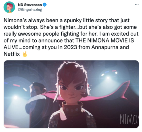 Everything We Know About the ‘Nimona’ Movie[via Epic Reads]HUGE NEWS, BOOK NERDS! Nimona, the New Yo