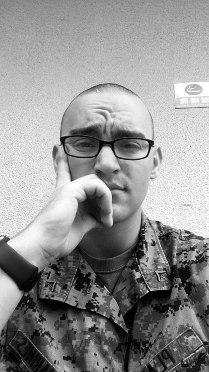 caughtjerking:  Bryce is 24 yrs old and a Marine currently stationed in Japan. He is a fitness enthusiast and is always proud to show off his massive bulge. I find him sexy because of his confidence. And of course, he is packing serious sausage meat!!!