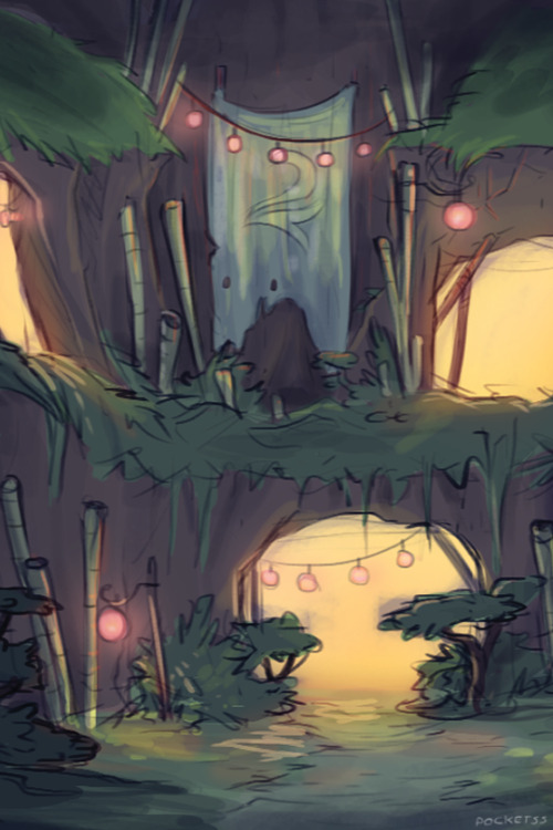 pocketss: Messy lair sketch from a while ago - a small cave system carved into a particularly gusty 