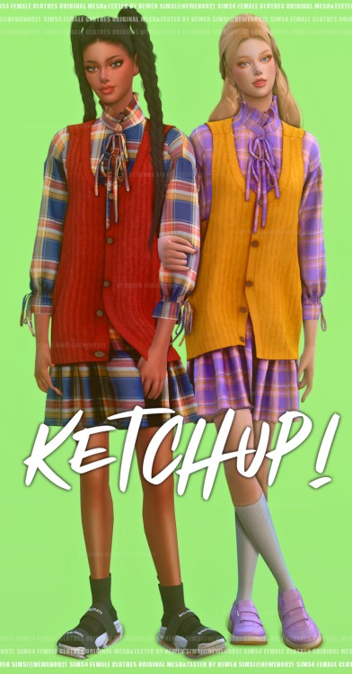 Set Series  [ Ketchup! ] set - FemaleKetchup-Layered jacket 30 swatchKetchup-Layered shorts 10 swatc