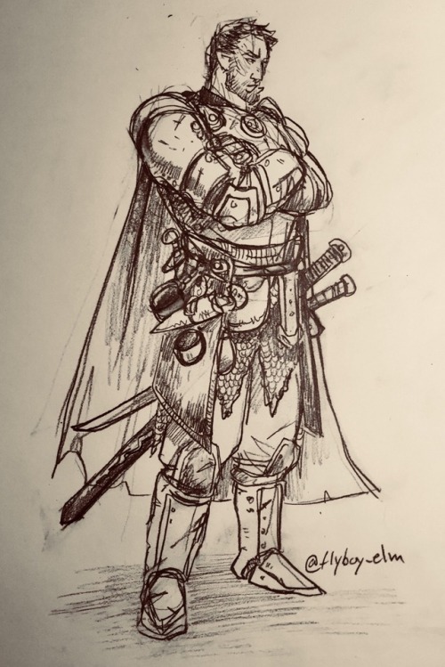 flyboyelm:Pencils and ink of my paladin pic