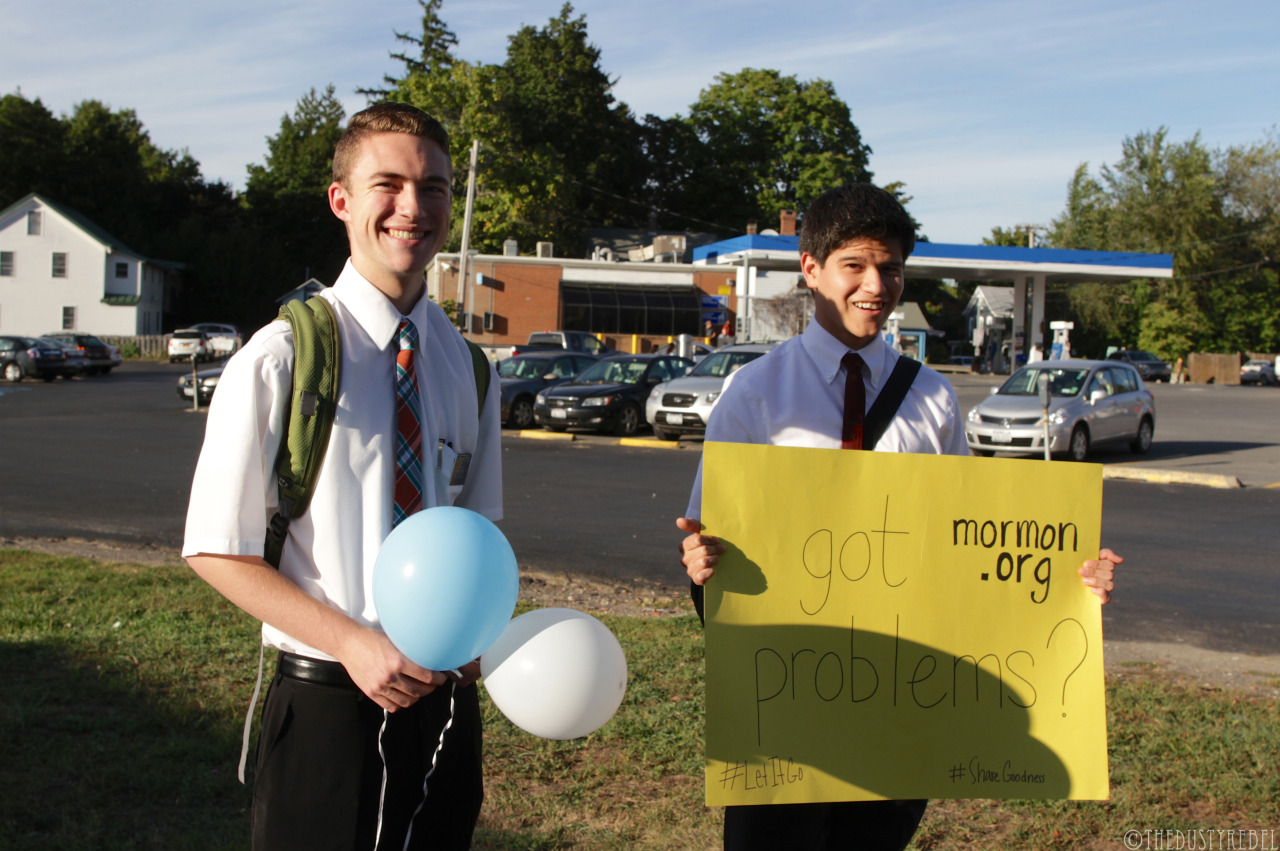 Got Problems? “Life can be very stressful. So we have these balloons for people to write their problems on and send them away.” - Mormons on the side of the road in New Paltz, NY.
More photos: Street Preachers, Random Strangers