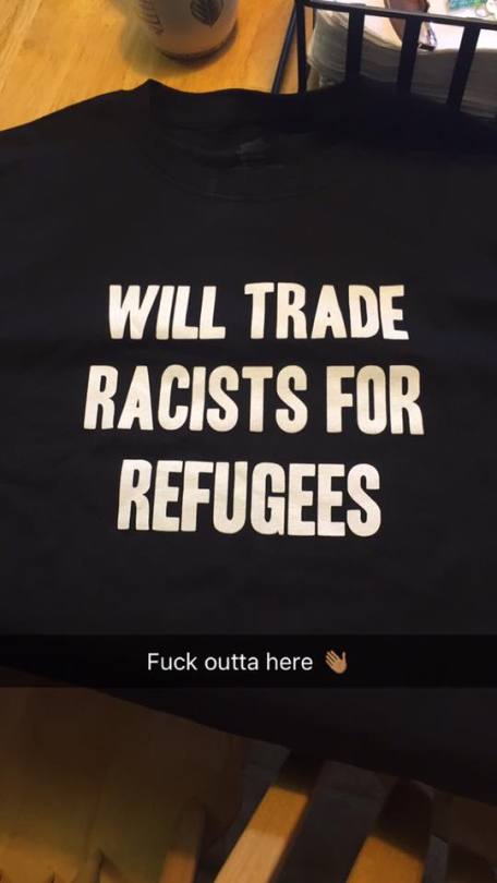 sammythemattressthief:  thanks for the shirt, @sixpenceee! can’t wait to wear it and play a never ending game of “spot the racist”
