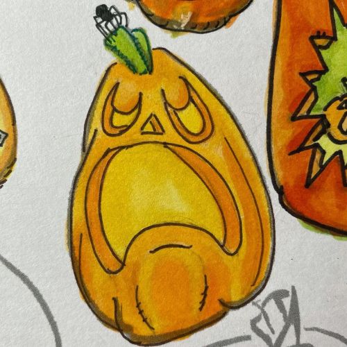 Day 26 this #pumpkin suffers from #arachnophobia#31jackolanterns #jackolanterns #halloweendoodle #