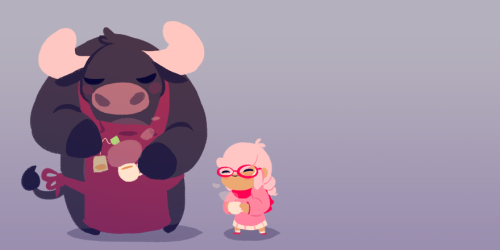 More fake animal crossing. The drink shoppe owner would be a huge bull that handled itty bitty teacu