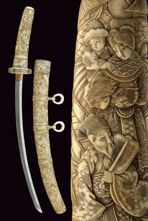 Japanese katana with carved ivory mounts, 19th century.from Czerny’s International Auction Hou