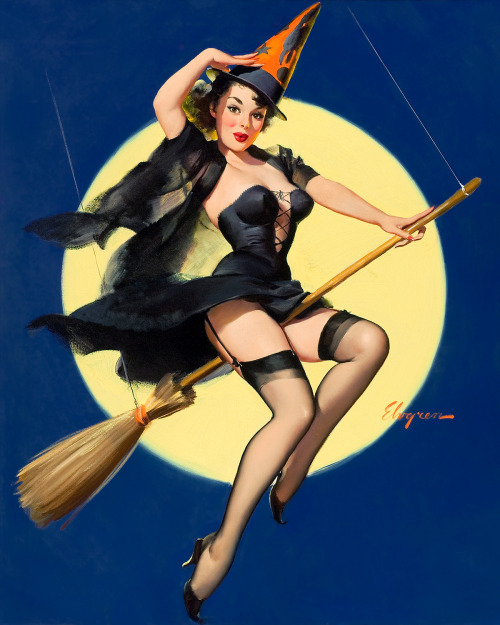 20th-century-man:Riding High / illustration and reference photo by Gil Elvgren, 1958.I first posted 