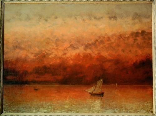 Gustave Courbet (French; 1819–1877)Lake Geneva at SunsetOil on canvas, 1875Kunstmuseum St. Gallen, S