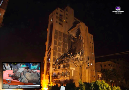 This is residential building attacked by an Israeli warplane: 11 killed including 5 children. And ma