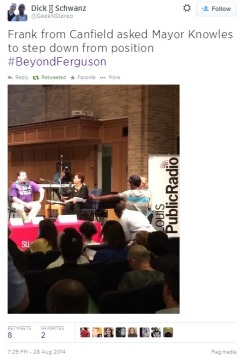 iwriteaboutfeminism:  Ferguson Mayor James Knowles is making no friends at tonight’s Town Hall. Part 2 [part 1] 