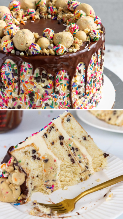 niftyrecipe:This cookie dough cake is made