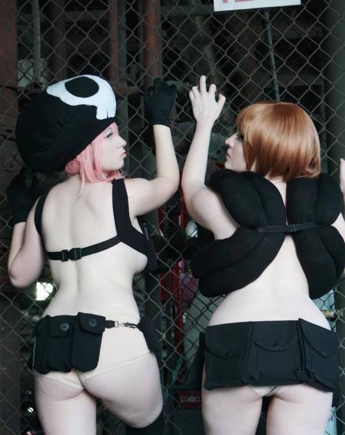 nsfwfoxydenofficial:  “ In Heaven’s stead, we smite clothing.” (Source: Kill La KIll) Have some fun con shots of me and @usatame in our nudist beach outifts (or lack of) haha They are still pretty lewd since there isn’t much coverage in these