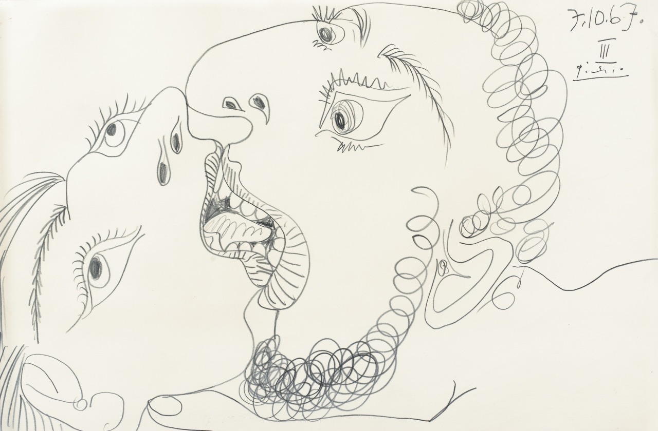 thunderstruck9:  Pablo Picasso (Spanish, 1881-1973), Le baiser, 7th October 1967.