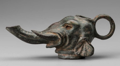 ancientanimalart:Lamp in the form of an elephant’s headRoman Provincial (probably from Syria)M