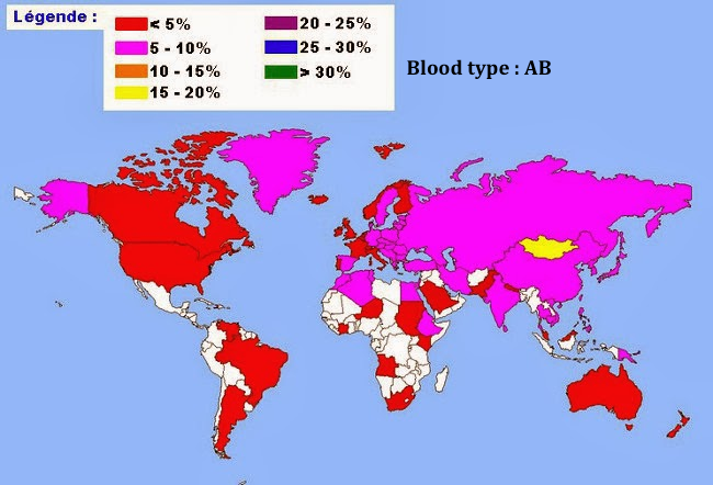 Distribution Of Blood Type In The World A B O Ab Maps On The Web