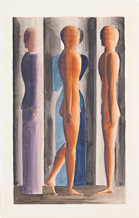 terminusantequem:Oskar Schlemmer (German, 1888-1943), Formation. Tri-partition, 1926. Watercolor and