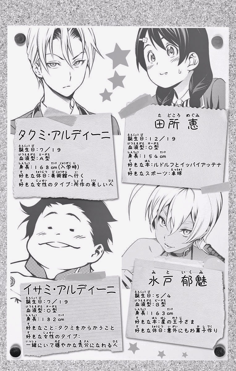 Two Chefs One World Shokugeki No Soma Character Profiles