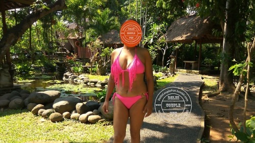 Pink is the colour to wear on the gardens, isn’t it? Tiny bikini big boobs. And they spill out gener