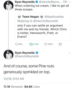 2014bear:  Added to the long list why I love Ryan Reynolds.