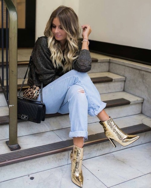 gold high heel booties