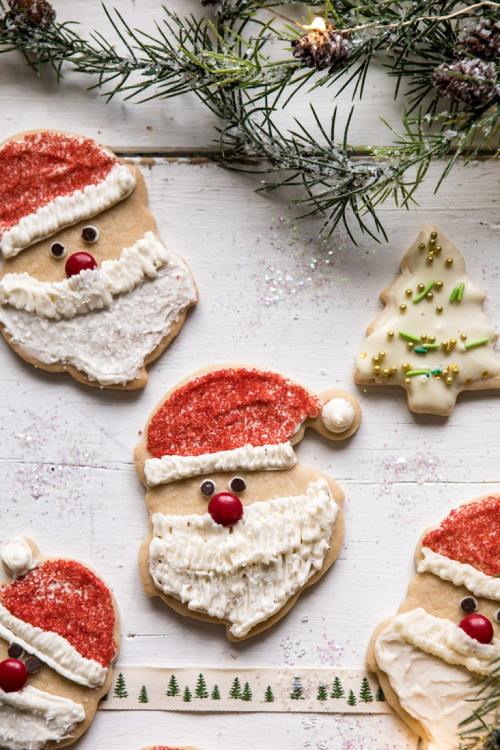 sweetoothgirl:chai spiced santa cookies with white chocolate frosting