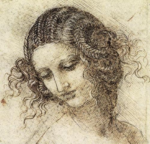 atlas-telamon:Leonardo da Vinci, Study for the Head of Leda. 1506.