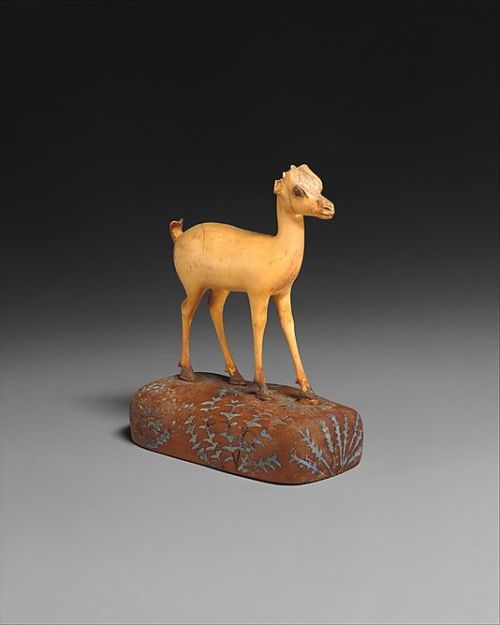  Gazelle, Egypt. c1390–1353 B.C.E. This delicate ivory gazelle stands on a wooden pedesta