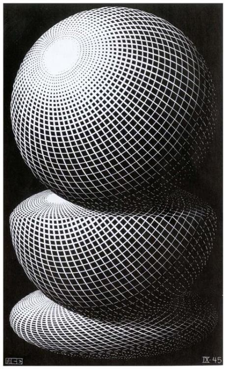 Maurits Cornelis Escher,Three Spheres 