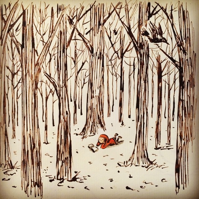 macanudodeliniers:  Proceso de la portada de “En el Bosque (Cuentos de hadas.)“